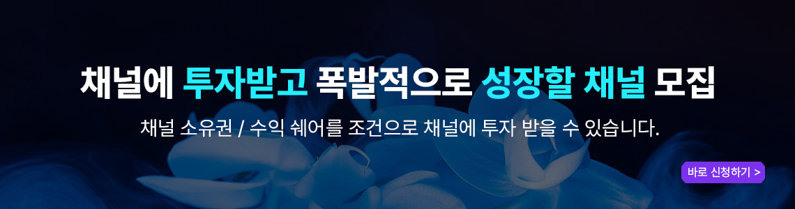 유튜브 채널 투자, 투자받고 급성장하세요
