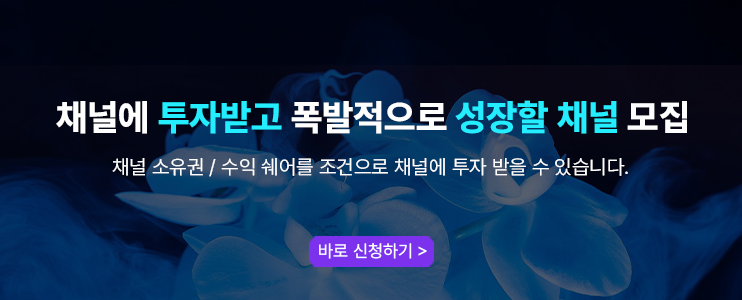 유튜브 채널 투자, 투자받고 급성장하세요